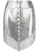 Rabanne minijupe boutonnée à franges - Argent