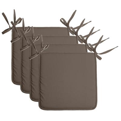 Stof Textile Home stoelkussens - 4x - donker taupe - 38 x 38 x 3 cm - voor binnen - vierkant