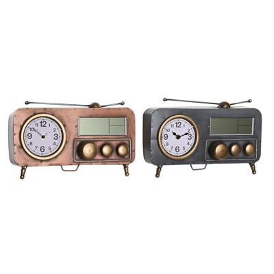 Tafelklok DKD Home Decor 33 x 11,5 x 26 cm Grijs Koper Ijzer Vintage (2 Stuks)