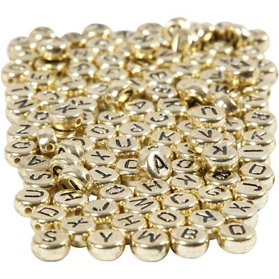 Creativ Company Letterkralen, d 7 mm, gatgrootte 1 mm, ca. 1500 stuk, goud, 165 gr/ 1 doos