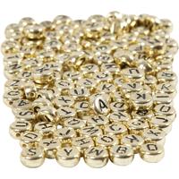 Creativ Company Letterkralen, d 7 mm, gatgrootte 1 mm, ca. 1500 stuk, goud, 165 gr/ 1 doos