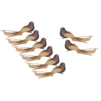 Vogels op clip - 8x st - goud - 16 x 4 cm - kunststof - kerstboomversiering - thumbnail