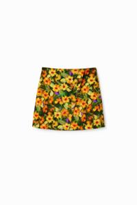 Slim fit minirok met bloemen - ORANGE - S