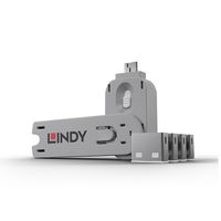 Lindy 40454 poortblokker Port blocker + key USB Type-A Wit Acrylonitrielbutadieenstyreen (ABS) 5 stuk(s)