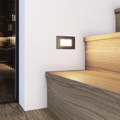HOFTRONIC™ Dillon LED Inbouw wandlamp Zwart - Wand Inbouwspot rechthoek - 3 Watt 340 Lumen - 3000K warm wit - IP54-waterdicht - Trapverlichting - Muurspot