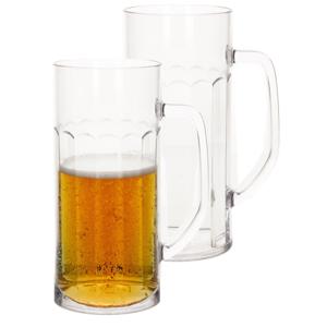 Bierpul/bierglas - 2x - transparant - onbreekbaar kunststof - 560 ml