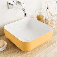 Mondiaz Binx Solid Surface waskom 36x36cm ocher / talc