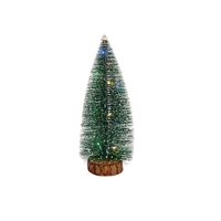 Krist+ Mini decoratie kerstboompje - met licht - H35 cm - groen - kunststof   -