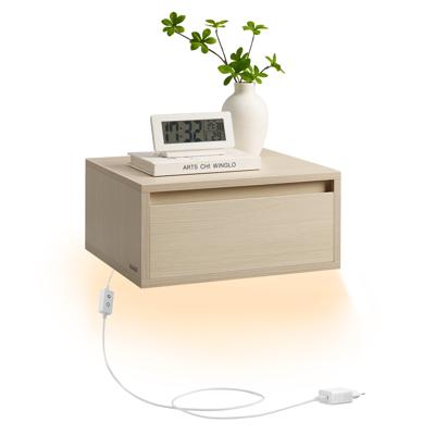Hangend nachtkastje met lade en verstelbare sfeerverlichting, Naturel Beige / 1