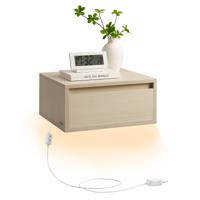 Hangend nachtkastje met lade en verstelbare sfeerverlichting, Naturel Beige / 1