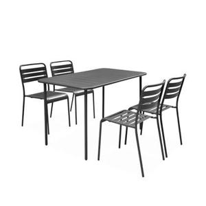 sweeek - Metalen tuintafel, 4 stoelen