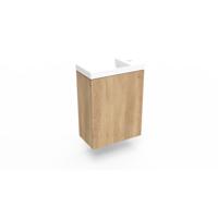 Fonteinkast Nebraska Oak Arcqua Luna 40x55x28 cm Incl. Fontein Mat Wit Zonder Overloop