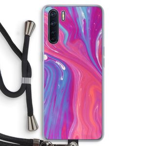 Paarse stroom: Oppo A91 Transparant Hoesje met koord
