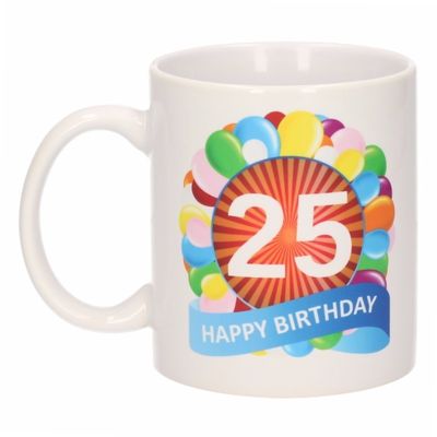Verjaardag ballonnen mok / beker 25 jaar