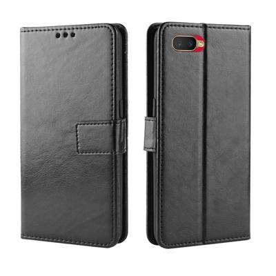 Voor oppo Reno een retro Crazy Horse textuur horizontale Flip lederen draagtas met houder & kaartsleuven & fotolijstjes (zwart)