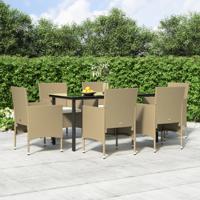 7-delige Tuinset met kussens beige en zwart
