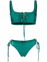 Noire Swimwear bikini métallisé à bretelles croisées - Vert - thumbnail