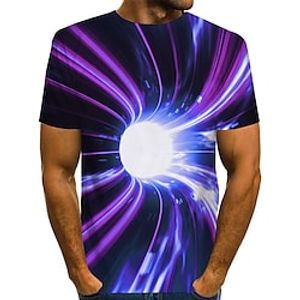 Voor heren T-shirt T-shirts Grafisch 3D Print Ronde hals Groen / zwart Lichtgroen Blozend Roze Rood Paars 3D-afdrukken Dagelijks Korte mouw Afdrukken Kleding overdreven Basic Lightinthebox