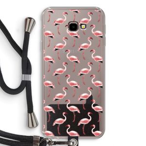 Flamingoprint groen: Samsung Galaxy J4 Plus Transparant Hoesje met koord