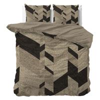 Dekbedovertrek Katoen - Lits-Jumeaux (240x220 cm) - Zwart/ Taupe Katoen-satijn - Dessin: Patroon - Manilla - Dekbed-Discounter.nl