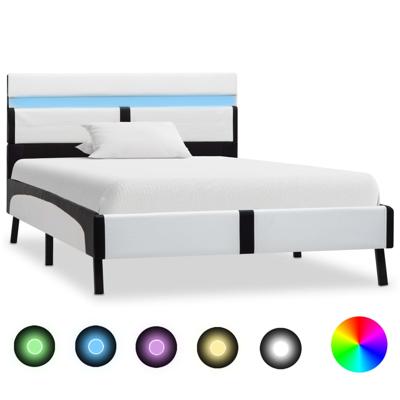 Bedframe met LED kunstleer wit en zwart 90x200 cm