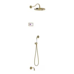 Regendouche set electronisch Tres Shower Technology Classic | Inbouw | Thermostaatkraan | 3-weg | Vintage | Messing oud