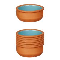 Set 12x tapas/creme brulee serveer schaaltjes terracotta/blauw 8x4 cm - Snack en tapasschalen - thumbnail