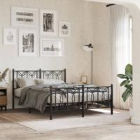 Bedframe met hoofd- en voeteneinde metaal zwart 135x190 cm - thumbnail