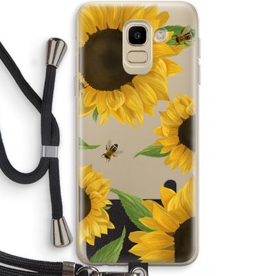 Sunflower and bees: Samsung Galaxy J6 (2018) Transparant Hoesje met koord