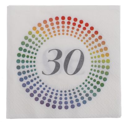 20x Leeftijd 30 jaar themafeest/verjaardag servetten 33 x 33 cm confetti