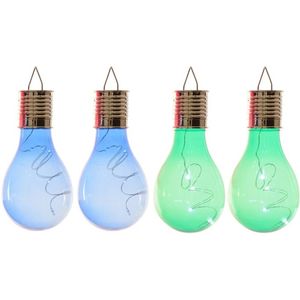 4x Buitenlampen/tuinlampen lampbolletjes/peertjes 14 cm blauw/groen - Buitenverlichting