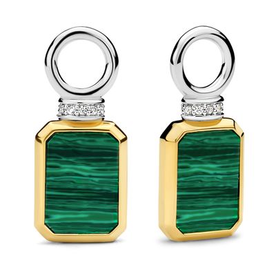 TI SENTO-Milano 9241MA Oorringbedels zilver-malachiet goud-en zilverkleurig-groen 8 x 29 mm