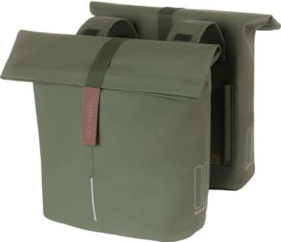 Dubbele fietstas Basil City 28-32 liter 12 x 29 x 30 cm - moss green