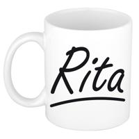 Rita Naam koffiemok - beker - met sierlijke letters - wit - 300 ml - Cadeau - Dames