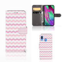 Samsung Galaxy A40 Telefoon Hoesje Waves Roze