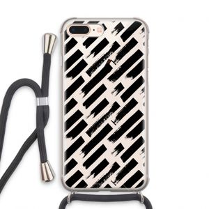 Zwarte vegen: iPhone 8 Plus Transparant Hoesje met koord