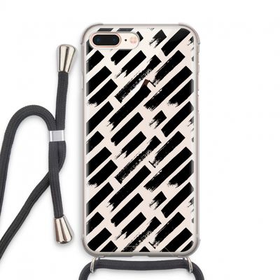 Zwarte vegen: iPhone 8 Plus Transparant Hoesje met koord