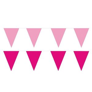 Roze/Lichtroze feest punt vlaggetjes pakket 200 meter
