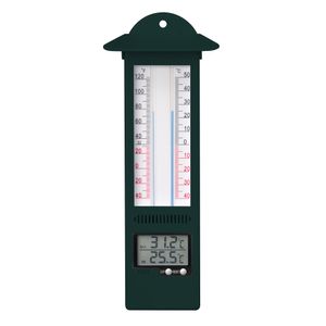 Binnen/buiten digitale thermometer groen van kunststof 9.5 x 24 cm