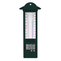 Binnen/buiten digitale thermometer groen van kunststof 9.5 x 24 cm - thumbnail