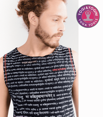 Yoga Tank Top &apos;Mantra&apos; Biologisch Katoen Zwart Man S-M