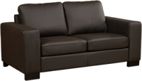 Donkerbruine leren moderne 2-zitsbank Enjoy - poot hout zwart - Hermes Leer Caffe (donkerbruin leer)