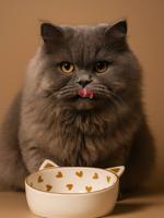 Set van 2 keramische kattenbakken FAMILY wit, bedrukt