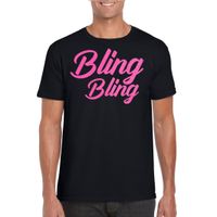 Verkleed T-shirt voor heren - bling - zwart - roze glitter - glitter and glamour - carnaval Verkleed T-shirt voor heren - bling - zwart - roze glitter - glitter and glamour - carnaval