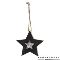 Christmas Dyer White wooden star with design M - thumbnail