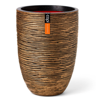 Vaas elegant laag rib d36xh47 cm zwart goud Capi Europe - Capi europe