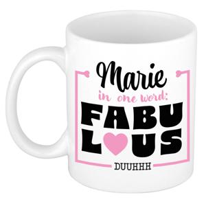 Naam mok Marie - wit - Fabulous - keramiek - 300 ml - cadeau collega beker