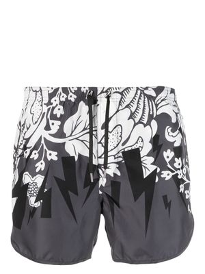 Neil Barrett short de bain à imprimé graphique - Gris
