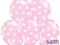 Ballon baby roze pastel met witte stippen 6 stuks - thumbnail