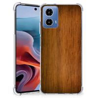 Motorola Moto G34 Stevig Telefoonhoesje Donker Hout - thumbnail